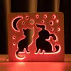 Світильник нічник ArtEco Light з дерева LED &quot;Кіт та песик&quot; з пультом та регулюванням кольору, RGB