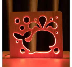 Світильник нічник ArtEco Light з дерева LED &quot;Кит&quot; з пультом та регулюванням кольору, RGB